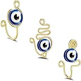 Oyalma 3pc The Eye Of Evil Nose Ring Copper Wire Spiral Fake Piercing Nose Cuff Clip Goth Nose Hoop