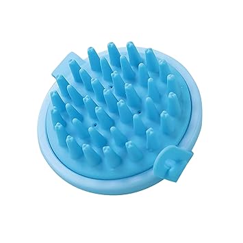 Kuber Industries Hair Massager Brush | Soft Silicone Bristles | Shampoo Brush for Hair Washing | Scalp Massager | Massager Brush For Dandruff | XJBLEU | Blue