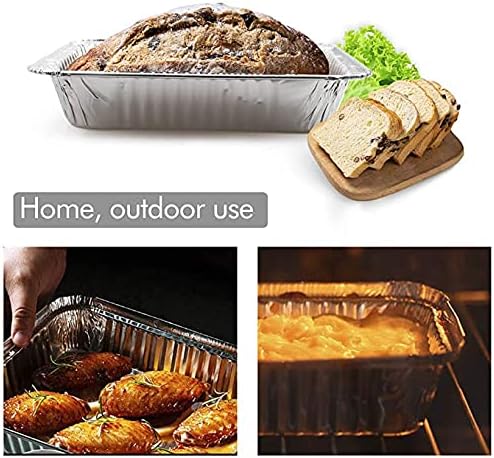 WSHA 1750ML Disposable Aluminum Foil Steam Pan Baking Roast Pans with Flat Lids and Silicone Brush, 10PACK