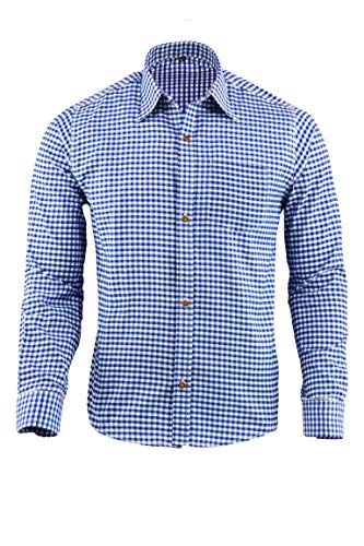 Speed4allkinds Trachtenhemd Trachten Hemd Herren Oktoberfest Wiesn in 3 Farben S bis 4XL LEBRG (L, Blau Weiß Kariert) Cover