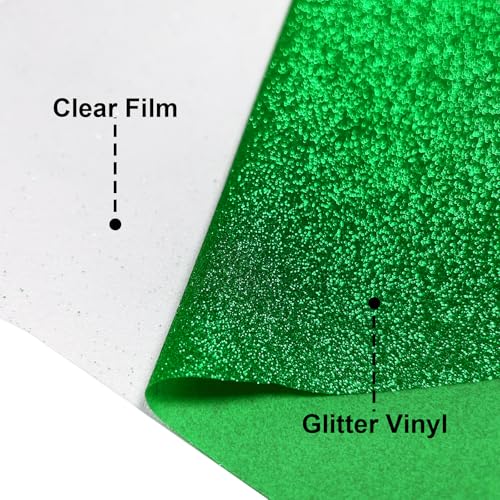 Image of Green Glitter Puff Vinyl Heat Transfer - 12 inch x 5ft 3D Puff HTV Vinyl, Glitter Puffy Iron-On for Fabrics, Perfect for T-Shirts, Bags, Pillows, Compatible with Cricut & Cameo