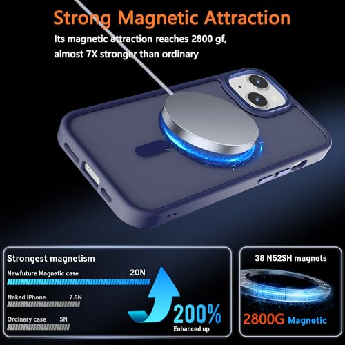 Image of Magnetic iPhone 13 mini case,Compatible with Magsafe, Military-Grade Protection,Slim Translucent Matte Shockproof with Anti-Scratch Anti-Fingerprint Phone Cover (Dark Blue, iPhone 13mini)