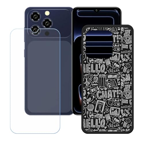 LCEHTOGYE �K�p Oukitel C17 2026 +�����K���X�X�N���[���v���e�N�^�[�p�P�[�X�A�K�p Oukitel C17 2026 (6,52")�ƌ݊����̂���u���b�N�\�t�gTPU�V���R���Q���P�[�X�ی�J�o�[ WZ8