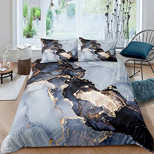 Erosebridal Marble Bedding Sets Ink Tie Dye Comforter Cover Gold Glitter Fluid Duvet Cover Set For Kids Boys Girls Abstract Marble Art Bedspreads Cover With 2 Pillow Cases Bedroom Decor King Size #TOP9