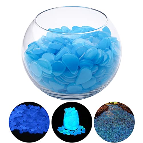 Piedras Luminosas 200 Piezas Piedras Luminosas de Colores Piedras Decorativas Guijarros Luminosos Piedras de Jardín para Acuario, Jardín, Pasarelas, Decoración de Exteriores (Azul)