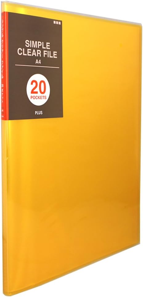 Plus File Simple Clear File A4 Vertical 20 Pockets, 10 Pieces, Orange FC-220SC 98-166 x 10