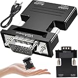 Retoo HDMI to VGA mit Audio Adapter, HDMI auf VGA Kabel, 1080P 60HZ, Stecker auf Buchse, Converter von Alter PC zu TV/Monitor mit HDMI, Konverter mit Audio für Monitor Projektor HDTV