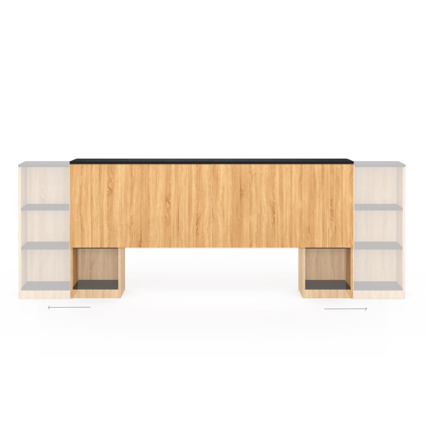 IDMarket - Tête de lit sur Pied Extensible avec chevets coulissants CATBA pour lit 140 et 160 cm façon Bois et Noir