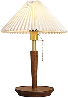 Brass Nordic Bedside Table lamp Solid Wood Bedroom European-Style Dining Table Retro Creative Japanese Pleated Table lamp Living Room Bedroom Hall