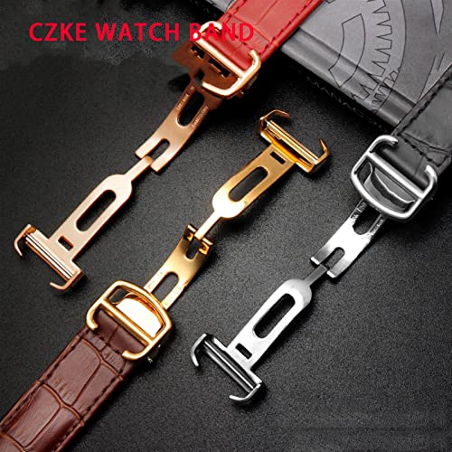 Correa de reloj de cuero genuino de 25mm Agate con cierre desplegable 5