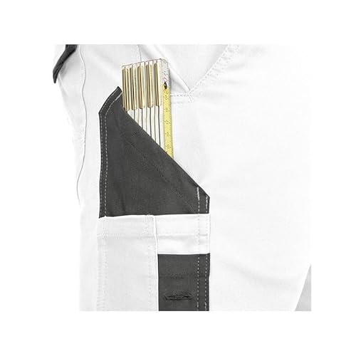 Leibwächter Flex-line Arbeitshose Herren – weiß/grau – Gr. 50 – Bequeme Workwear mit Elastan (Spandex) – 60°C waschbar & trocknergeeignet – erhöhte Reißfestigkeit – für verschiedenste Berufe