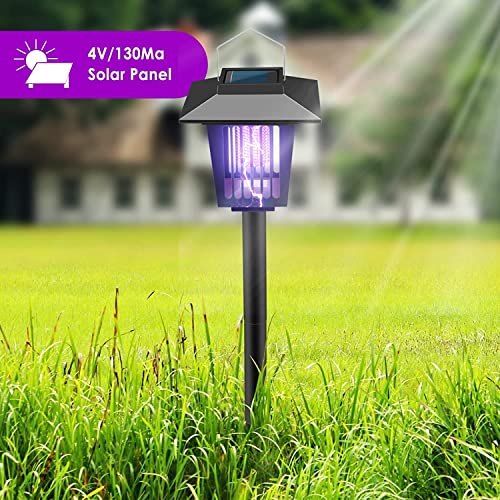 2 Pack Solar Bug Zapper Outdoor, 2 In 1 Multi-Function Waterproof Mosquito Zapper For Fly Gnat Moth Bug Mosquito Insect - Mosquito Killer & Lighting Lamp, High Efficiency & High Security #TOP4