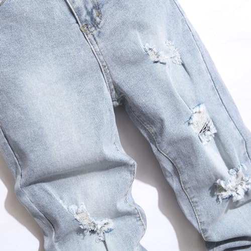 Boy's Skinny Fit Ripped Jeans Stretch Distressed Destroyed Denim Pants Kids Stacked Jeans Size 8-163