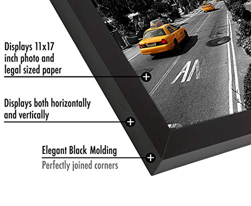 Image of Americanflat 11x17 Picture Frame with Shatter-Resistant Glass - Set of 2 - Signature Collection - Gallery-Style Frames Made of Engineered Wood - Picture Frames for Wall Display - Black