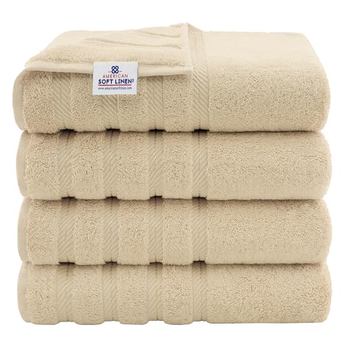 American Soft Linen Set di 4 asciugamani da bagno di lusso, 100% cotone, asciugamani da bagno turchi...
