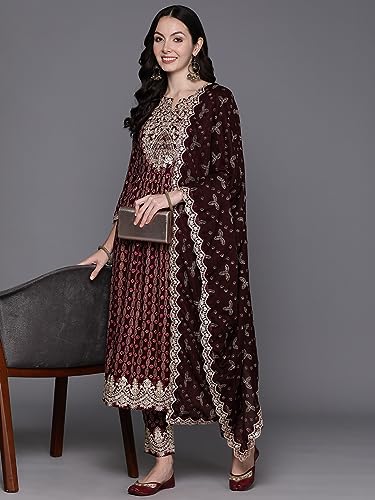 Image of INDO ERA Women's Rayon Printed Straight Kurta Pant with Dupatta (Kh5Rd7068)