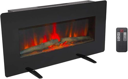 Negro SF311-36 36 pulgadas 1400W Chimenea de pared Cambrio colgante de paredchimenea de un solo colormadera falsaalambre de calefacciónpequeña