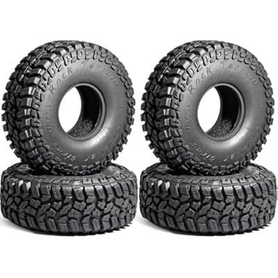 1.9 Rubber Rocks RC Tires with Foam Inserts - 120mmOD Tire Super Soft Rubber for 1:10 Scale Rock Crawlers, Trail Trucks - Compatible with Axial SCX10 90046 AXI03007 D90 Traxxas TRX-4, KM2 Wraith