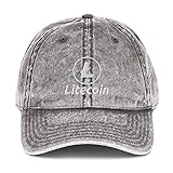 Litecoin Logo Hat (Embroidered Vintage Cotton Twill Cap) LTC Crypto Charcoal Grey