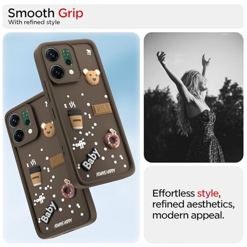 Image of Pikkme Back Cover for Oppo Reno 14 Pro 5G | 3D Cartoon Silicone Case Cute & Fun Full Protective Bumper Cover (Brown)
