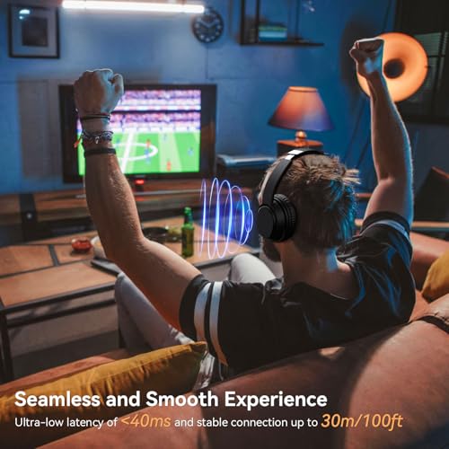SKYCOMET Wireless Headphones for TV, TV Headphones Wireless for Seniors with Transmitter Charging Base, Perfect Audio Sync, Ideal Gift for The Mom, Seniors, Parents - Thumbnail 3