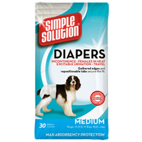 Couches jetables pour chien de taille moyenne Simple Solution (lot de 30, blanc)