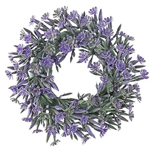 Ideen mit Herz Deko-Kranz, Design 3, innen: Ø 9,5cm, außen: Ø 23cm, mit violetten Blüten und Knospen