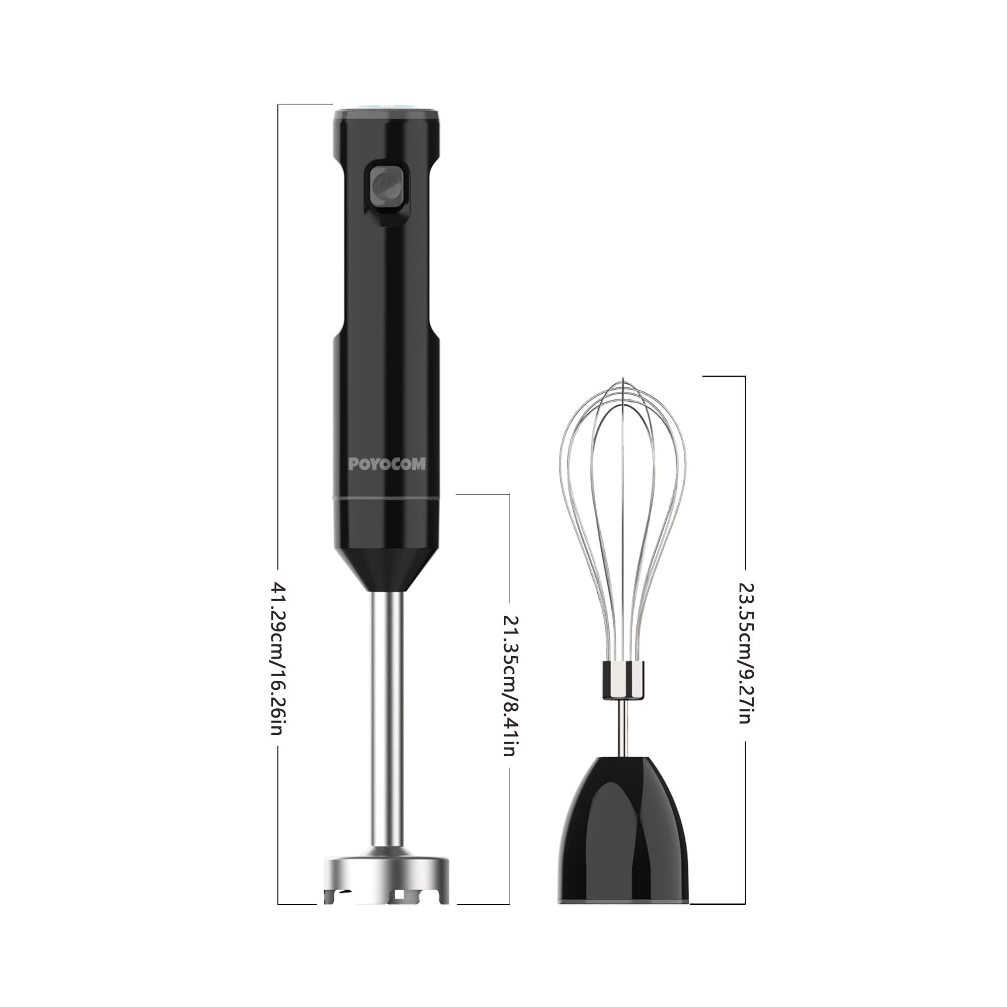 Akku-Stabmixer, kabelloser Stabmixer mit TYP-C-Kabel, Schneebesen für Smoothies, Milchshakes, Hummus und Suppen – Schwarz