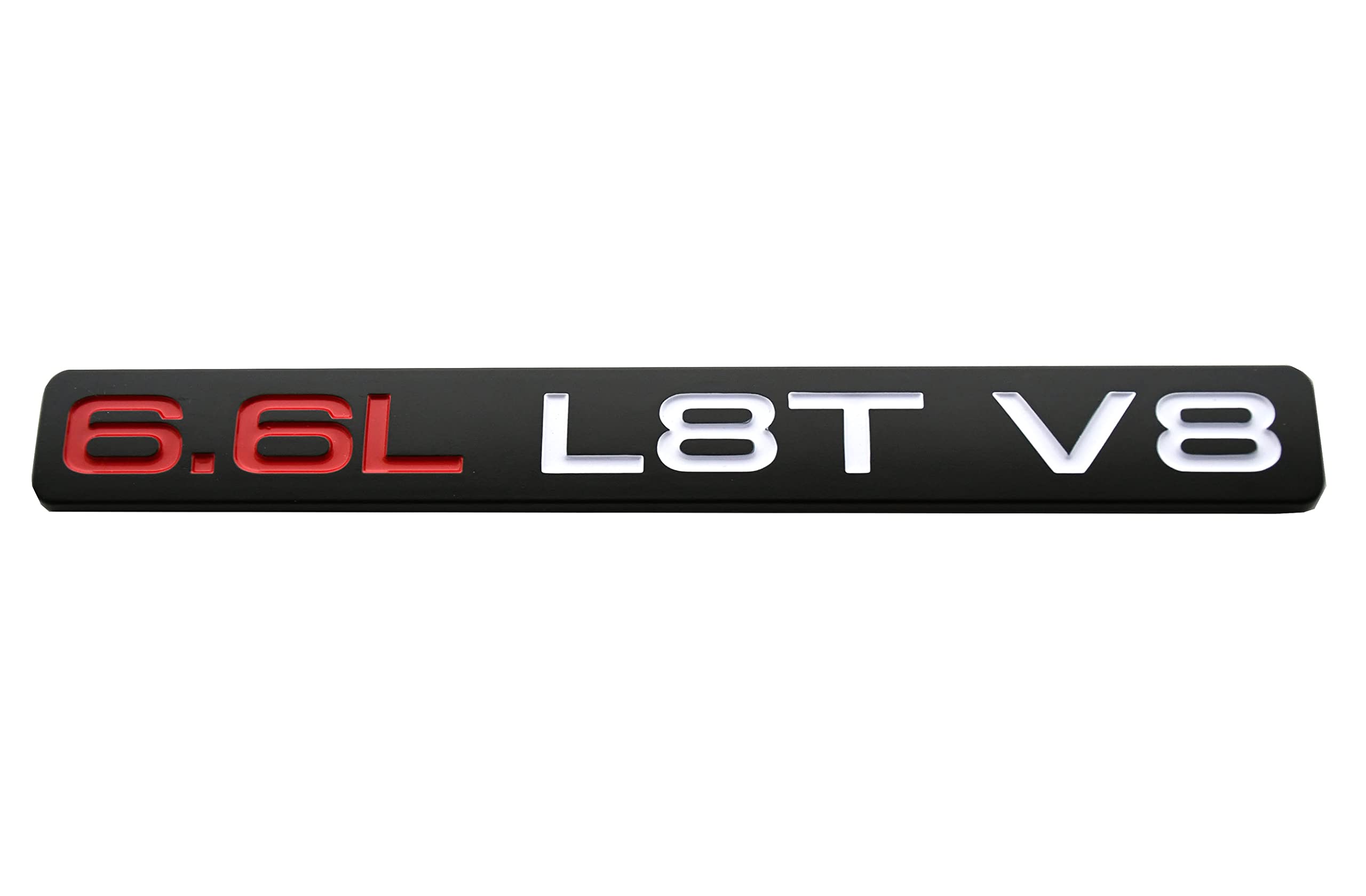 Lot de 2 emblèmes 3D de rechange pour capot moteur à gaz L8T V8 litres pour Chevrolet Silverado 2500HD 3500HD 2019-2022 (blanc rouge)