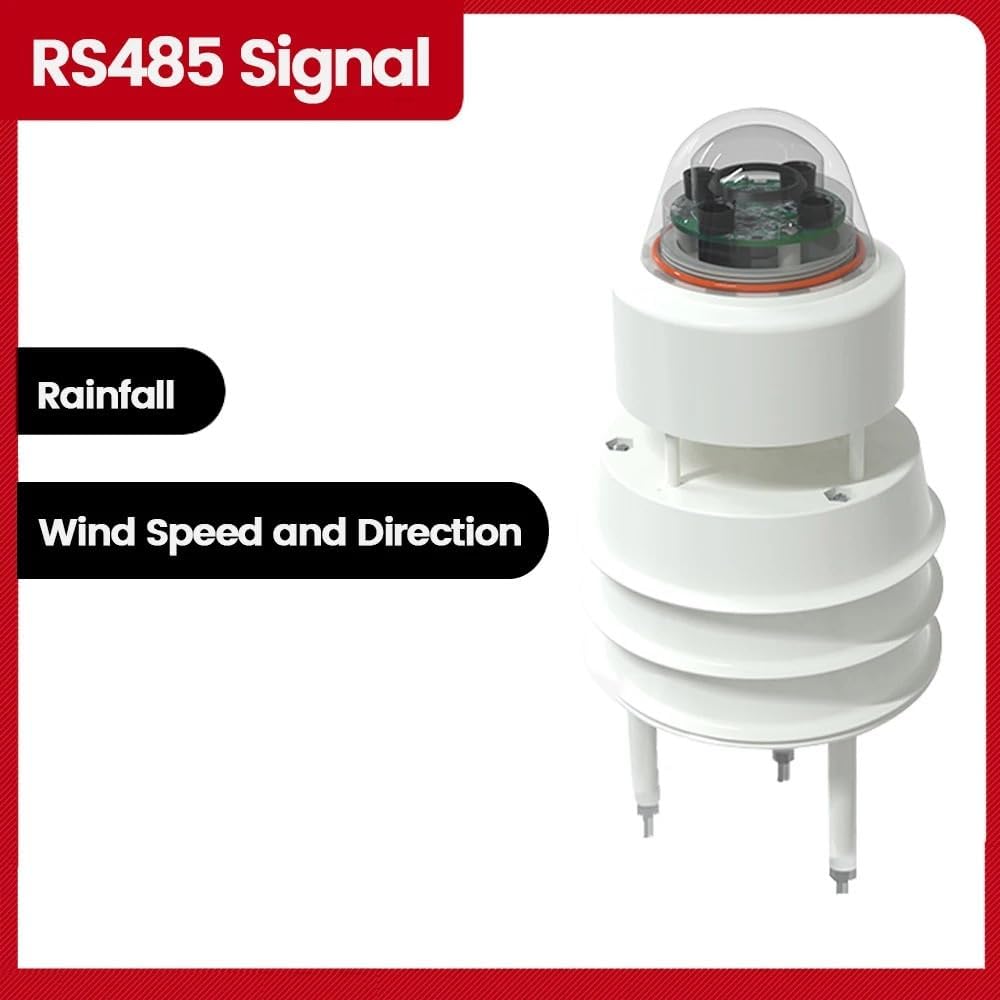 NURII Wind Speed Wind Direction Sensor, Optical Rain Atmospheric Pressure Temperature and Humidity Transmitter, RS485 Output(Style 3)