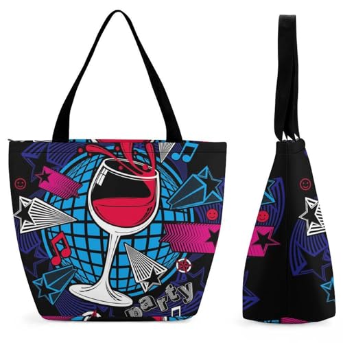 Sac à main verre à vin rouge pour femme grand sac cabas de shopping voyage 28.5x18x32.5cm