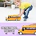 Cdymkf Yellow School Bus Toy for Kids，1/16 Scale Interactive Friction-Powered Car with 4 Different Flashing Lights & Sounds, Open Doors & Realistic Design Preschool Learning & Role Play