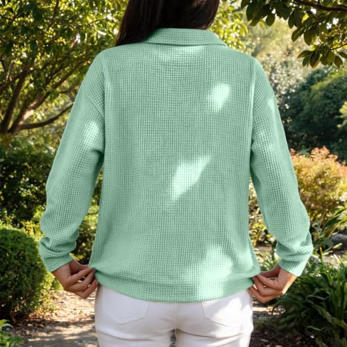 V Neck T Shirts for Women Collared Waffle Knit Tops Fall V Neck Polo Shirt | Plain, Fashion, Lightweight, Business, Hiking Gym, Office Tunic Blouses, Vacation, Workout, Beach, Holiday, Fall Blouses - image 4