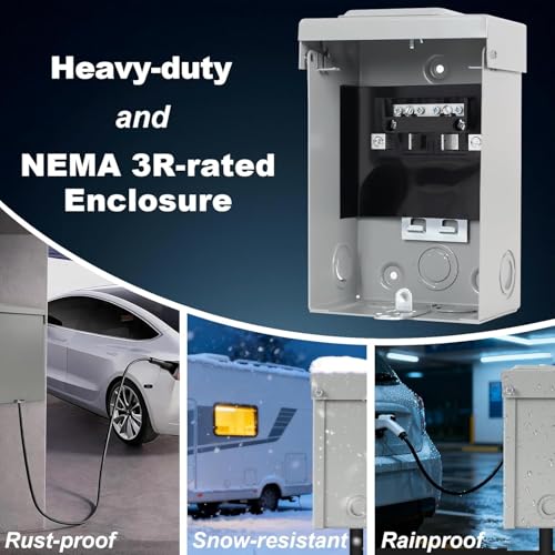 60 Amp Sub Panel, 2-Space 3-Wire Circuit Breaker Box - Compatible with Siemens Q Series Breakers, Waterproof Heavy-Duty Rustproof Shell, Indoor & Outdoor Use
