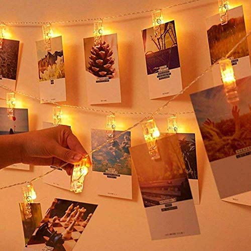 THE TWIDDLERS 40 LED Photo Clips, Guirlande Lumineuse Blanc Chaud, SiFar 5M 3 Modes Photo Chaîne Légère avec Batterie, pour Mémos Photo, Oeuvres, Fête, Décoration, Mariage