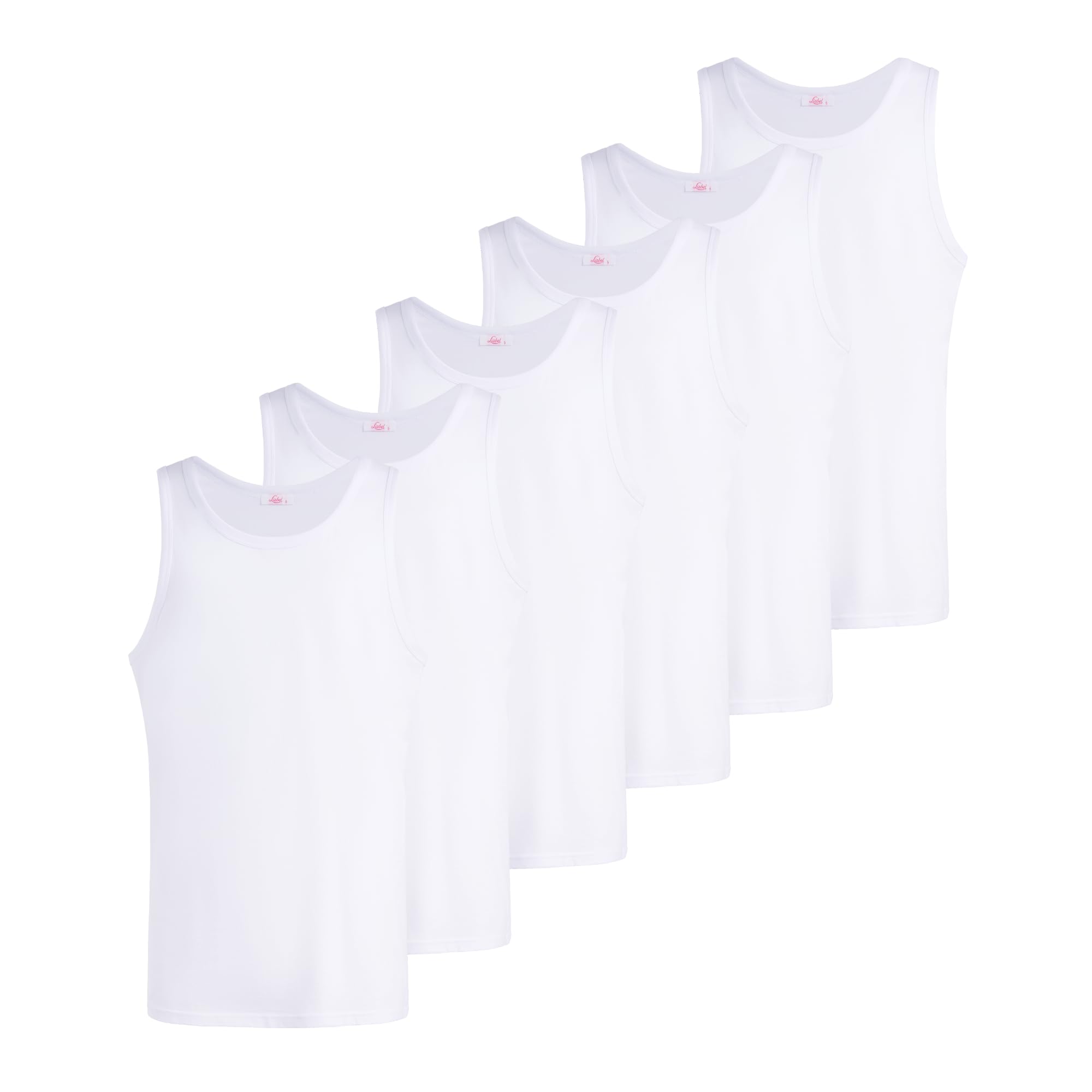 100% Athena Cotton Men's T-Shirt Tank Top, Multipack of 3 and 6 Pieces, Oeko-Tex Certified, Cool and Breathable, Men's 6-Piece Tank Top, M