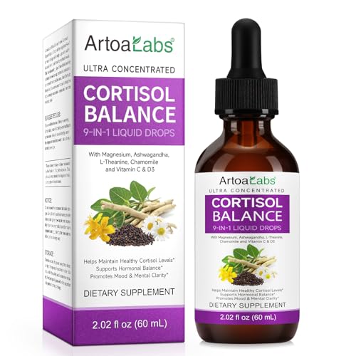 Cortisol Balance Liquid,Cortisol Support Formula with Ashwagandha,L-Theanine,and Magnesium-Promotes Calmness and Deep Sleep|Gluten-Free,Non-GMO