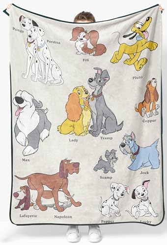 Jay Franco Kids Plush Throw Blanket Soft & Cozy Fleece Throw for Bedroom & Couch Dcor Official Licensed Product Beige - Disney Dogs 46x60 - Throw Blanket