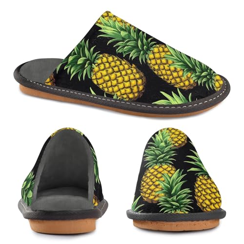 Cute Pineapple Fuzzy Slippers Soft Home Bedroom Slippers for Women Men House Shoes4