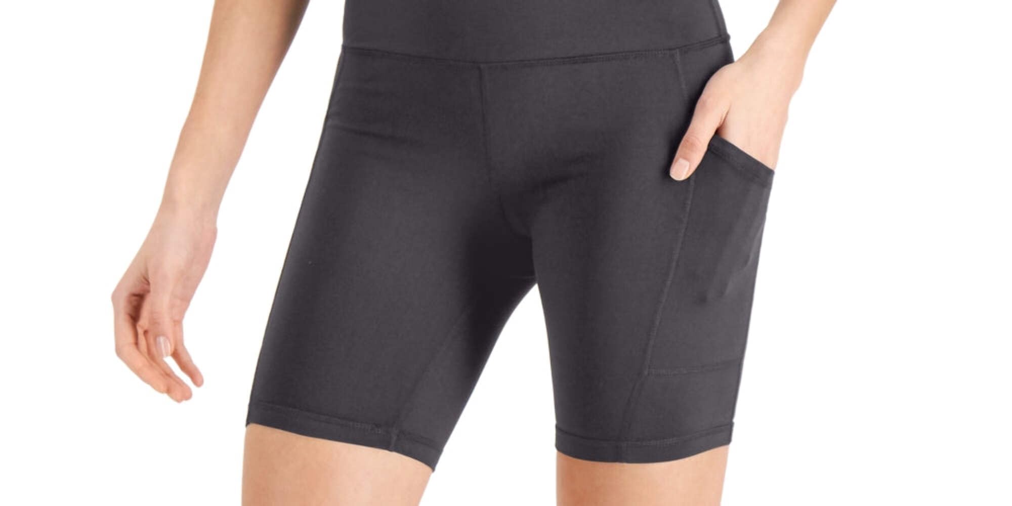 ID Ideology Women's Compression 7 Bike Shorts Charcoal Size Petite, Small, Blue