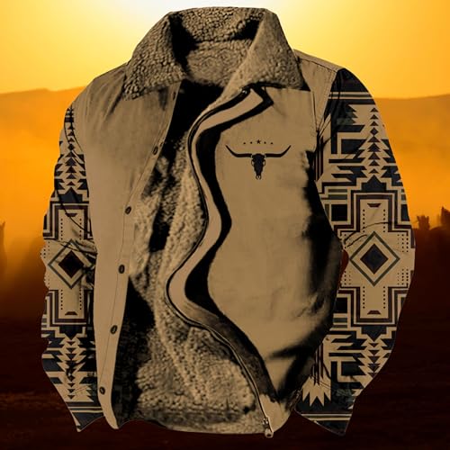 ZOCAVIA Ethnic Aztec Fleece Jackets for Men Fashion Casual Western Vintage Sherpa Jacket Fall Winter Warm Country Cowboy Coat4