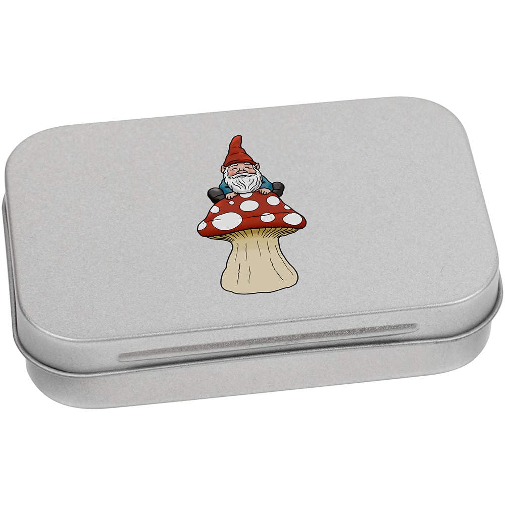 Azeeda 95mm 'Gnome On Toadstool' Metal Hinged Tin/Storage Box (TT00147904)