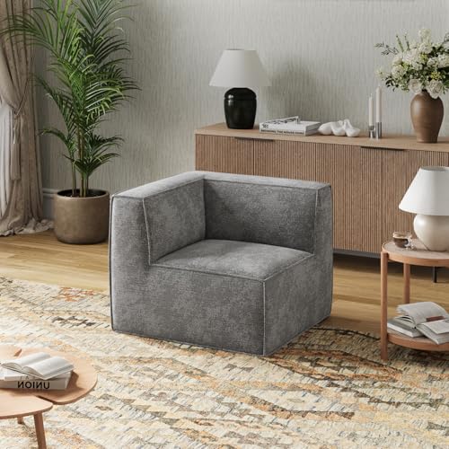 Novilla Modular Sectional Sofa, No Assembly Cloud Sectional Couch with Smarts Coil® Support, Chenille Fabric Sectional Sofa, Boneless Couch for Living Room Apartment, Dark Gray (Corner Chair)