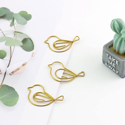 Wybcfp Gold Bird Shape Paper Clips Animal Shaped Paperclip Cute Bird Bookmark In Box Office Bookmark Clips For Document Organizing Book Mark Office Home School Supplies #TOP4