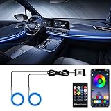LED Strip Lights for Car, 2 in 1 RGB Car Interior Lights with 16 Million Colors and 118 inches Fiber Optic, Neon Ambient Lighting Kits, Bluetooth APP Control and Remote Control