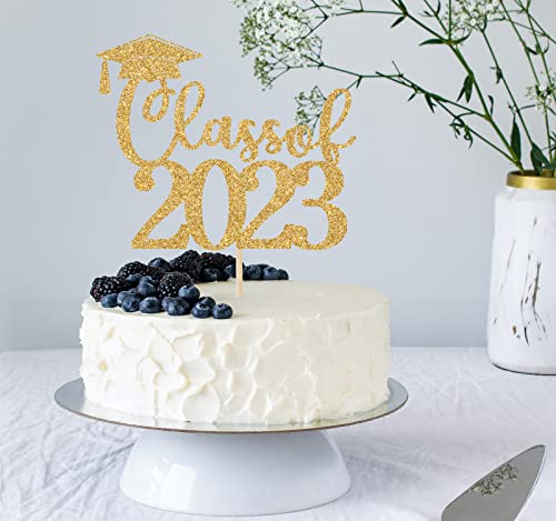 Class Of 2023 Cake Topper, 2023 Graduation Party Decor, Congrats Grad 2023 Graduation Party Supply, High School Graduation, College Graduation Party Decorations Gold Glitter #TOP2