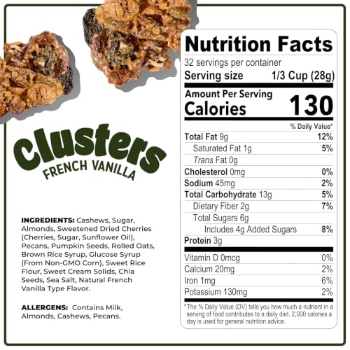 Image of Nature's Garden French Vanilla Clusters, 32oz Pouch - Chunky Nut, Seed & Cherry Snack Bites - Gluten-Free, Kosher, Nutrient-Dense Crunchy Treats for Adults & Kids