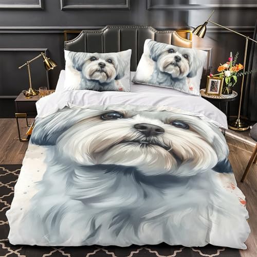 Housse de couette imprimé 3D chien sisch en microfibre super douce