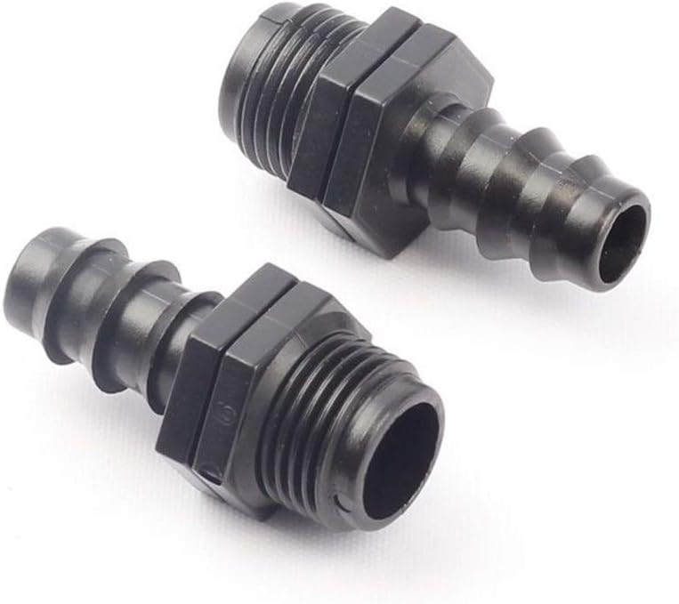 Pipe Connector 60pcs 1/2" Male Tread to 16mm Barbed Hose Straight Connector Garden Watering System Hose Fittings Irrigation Parts (Diameter : 1l2 inch to 16mm)
