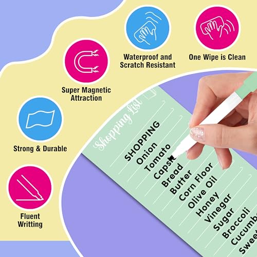 Image of Clickedin Magnetic Shopping List Grocery Fridge Magnet, 10x24 cm Acrylic Board with Marker (Light Green)
